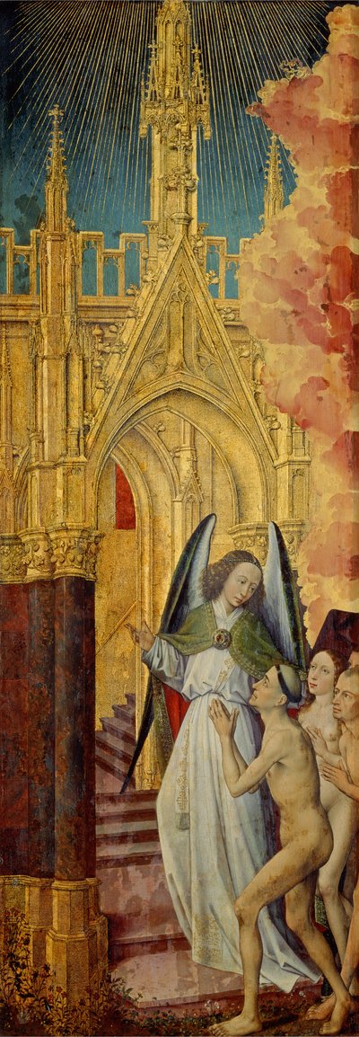 De goeden die naar de hemel worden geleid, detail van Het Laatste Oordeel, ca. 1451 door Rogier van der Weyden
