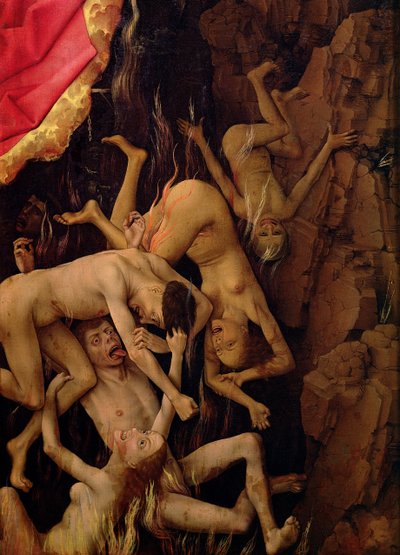 Het Laatste Oordeel, detail van de val van de verdoemden naar de hel, ca. 1445-50 door Rogier van der Weyden