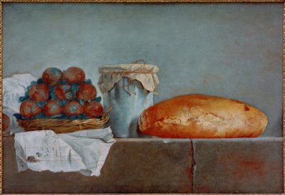 Fruitstilleven met brood door Roland Delaporte