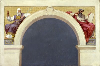 Schets voor de Saint-François-Xavier kerk: Mozes en Aäron, tussen 1874 en 1876 door Romain Cazes