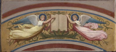 Schets voor de Saint-François-Xavier kerk: Het boek van de Evangeliën ondersteund door twee engelen door Romain Cazes