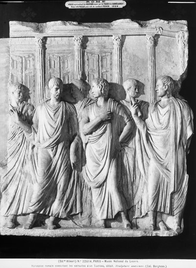 Een groep senatoren buiten de Tempel van Jupiter door Roman
