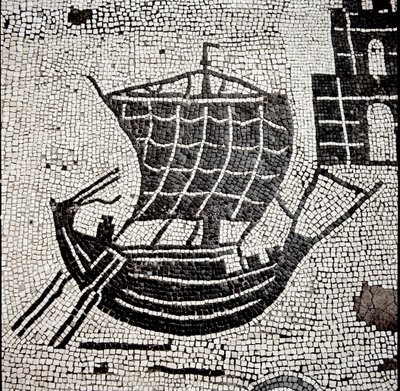 Een schip in de haven van Ostia door Roman