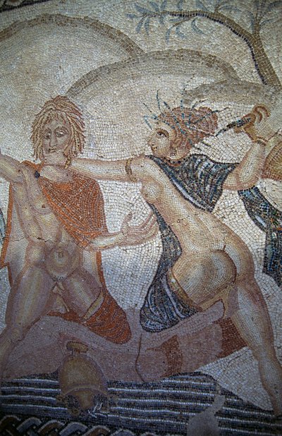 Ontvoering van Hylas door Nimfen, mozaïek in Huis van Venus in Romeinse stad Volubilis door Roman