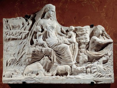 Allegorisch reliëf personificatie van Moeder Aarde. Beeldhouwwerk gevonden in Carthago, begin 2e eeuw. Parijs, Musée du Louvre door Roman