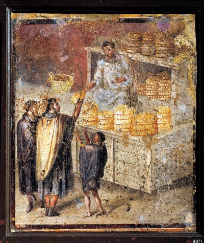 Oude Romeinse fresco met brooduitdeling door Roman