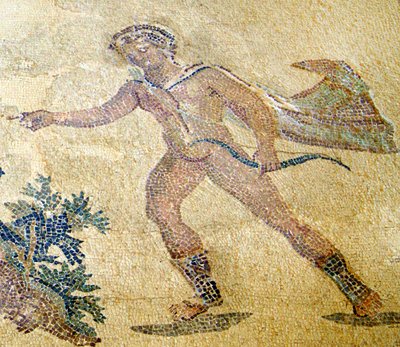Apollo en Daphne, detail van Apollo, Huis van Dionysos, Paphos, Cyprus mozaïek door Roman