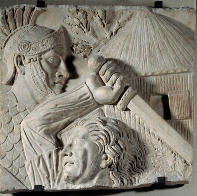 Kunst van het oude Rome: Barbaar vecht met een Romeinse legionair door Roman