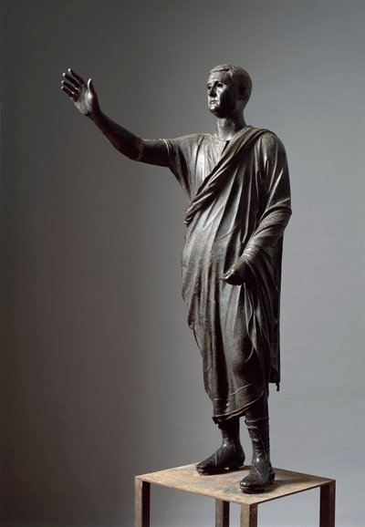 Aule Metele, Arringatore, De Orator, bronzen standbeeld, 80 v.Chr., uit Pila (Perugia) door Roman