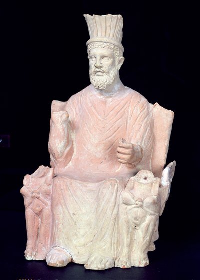 Baal Hammon zittend op zijn troon, uit het heiligdom in Bir Bou Regba door Roman
