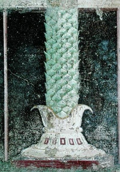 Basis van een kolom in de stijl van een palmboomstam, detail van een tablinium versierd met Egyptische stijl schilderijen, c.27-14 v.Chr. door Roman