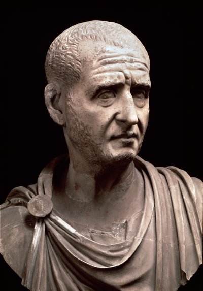 Buste van keizer Decius (marmeren sculptuur, 3e eeuw) door Roman