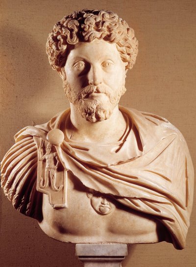 Buste van Marcus Aurelius, Romeins keizer, Parijs, Louvre Museum door Roman