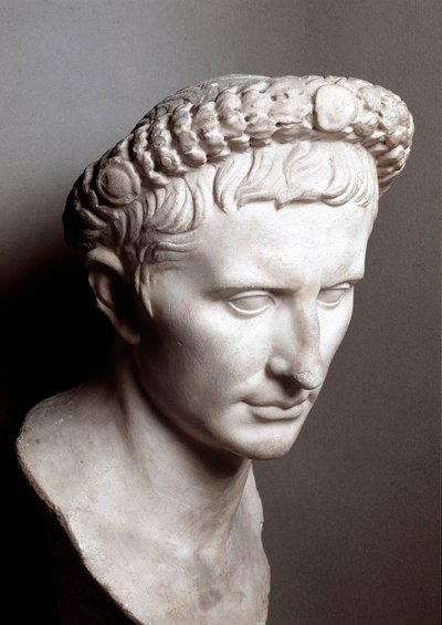 Buste van de Romeinse keizer Augustus (Gaius Julius Caesar Octavianus) (63 v.Chr.-14 n.Chr.) Rome, Musei Capitolini door Roman