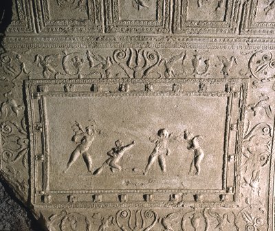 Plafonddecoratie uit de Cryptoportico van Nero, Palatijnse Heuvel, Rome door Roman