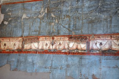Detail van een Romeins fresco in Herculanum door Roman