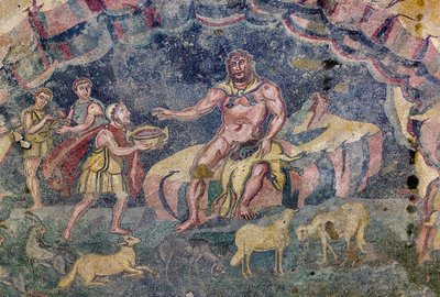 Vloermozaïek met de vestibule van Polyphemus door Roman