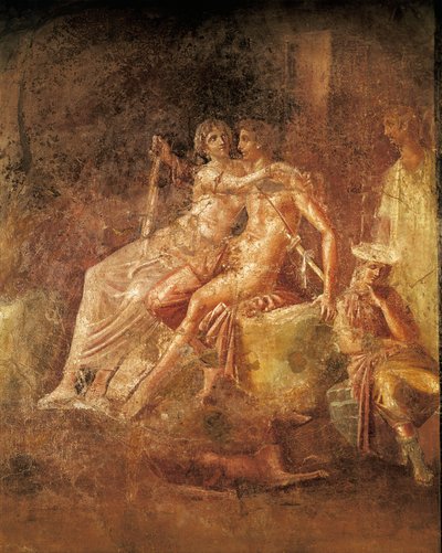 Fresco van Ares en Aphrodite, Huis van de Citharist, Pompeii door Roman