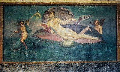 Fresco met Venus, Huis van Venus in Schelp, Pompeii (Unesco Werelderfgoedlijst) door Roman