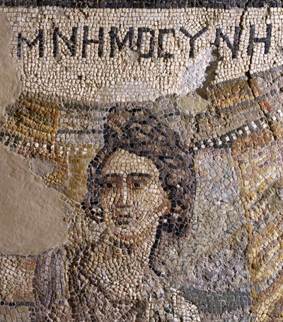 Funerair symposium, uit de necropolis van Antiochië, laat 4e eeuw na Christus (mozaïek) (detail) door Roman