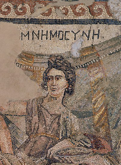 Funerair symposium, uit de necropolis van Antiochië, laat 4e eeuw na Christus (mozaïek) (detail) door Roman