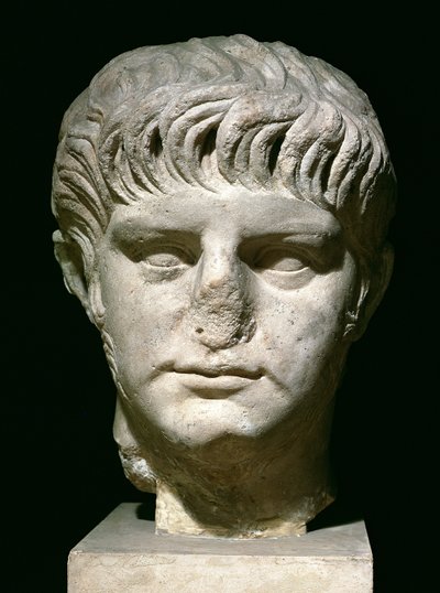 Hoofd van Nero (37-68 AD) (marmer) door Roman
