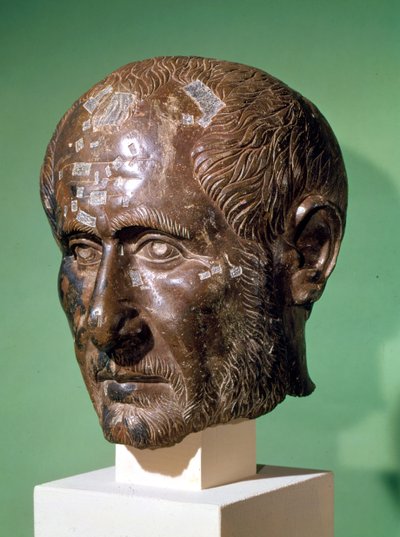 Hoofd van Trajanus Decius (201-251) uit Samisegetuza, Roemenië door Roman