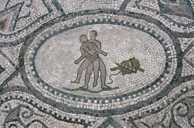 Hercules en Antaeus, van de vloer van 