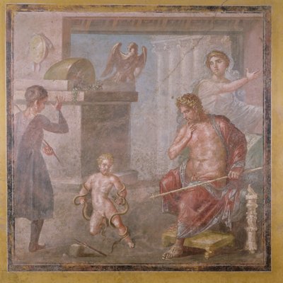 Hercules die de slangen wurgt als kind, Casa dei Vettii, c.50-79 AD door Roman