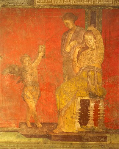 Inwijdingsrituelen van de cultus van Dionysus, fresco uit de Villa Dei Mysteri door Roman