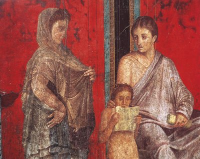 Inwijdingsrituelen van de cultus van Dionysus, fresco uit de Villa Dei Mysteri door Roman