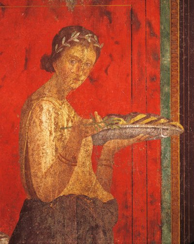 Inwijdingsrituelen van de cultus van Dionysus, fresco uit de Villa Dei Mysteri door Roman