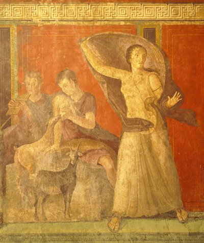 Inwijdingsrituelen van de cultus van Dionysus, fresco uit de Villa Dei Mysteri door Roman