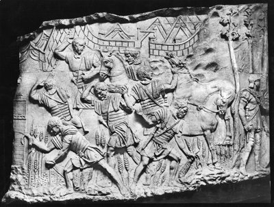 Legioensoldaten die gerst plukken, een afgietsel van Trajans Zuil, 110-113 AD door Roman