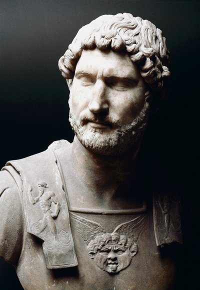 Marmeren buste van keizer Hadrianus (Publius Aelius Hadrianus) (76-138 AD) - Rome, Musei Capitolini door Roman