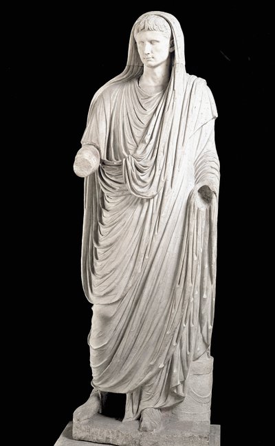 Marmeren beeld van de Romeinse keizer Augustus (Gaius Julius Caesar Octavianus) (63 v.Chr.-14 n.Chr.) - Rome, Museo Nazionale Romano door Roman