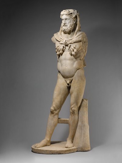 Marmeren beeld van een bebaarde Hercules, 68-98 AD (marmer) door Roman