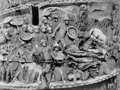 Wonderbaarlijke regen, detail van de zuil van Marcus Aurelius, AD 180-196 door Roman