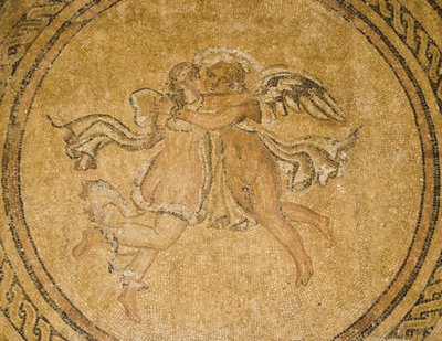 Mozaïek van Eros en Psyche, uit de Hal van de Mozaïeken in het Alcazar van de Christelijke Koningen, 3e-4e eeuw na Christus door Roman