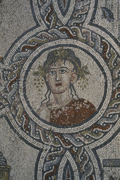 Mozaïek van de vier seizoenen, Huis van Dionysos (detail) door Roman