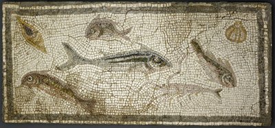 Mozaïekpaneel met vissen, waarschijnlijk 3e eeuw n.Chr. door Roman
