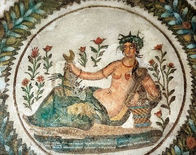 Mozaïekwerk dat de Zomergodin (of Ceres, de Godin van groeiende planten) afbeeldt, 3e eeuw v.Chr. door Roman