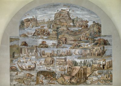 Nilotisch mozaïek van Preneste (Palestrina) uit het heiligdom van de godin Fortuna Primigenia, 80 v.Chr. door Roman