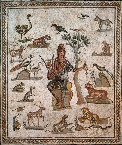 Orpheus omringd door dieren, 2e eeuw door Roman