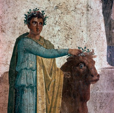 Pelias en zijn neef Jason (fresco) door Roman