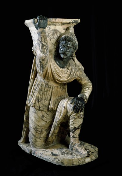 Perzische dienaar knielt. Romeinse marmeren sculptuur geïnspireerd door de school van Pergamon. 170-180 n.Chr. Museo Archeologico Nazionale, Napels door Roman