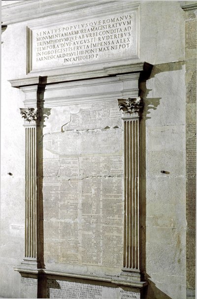Plaquette van de Triomf- en Consulaire Fasti. Periode van keizer Augustus. 27 v.Chr.-14 n.Chr. Rome, Musei Capitolini door Roman