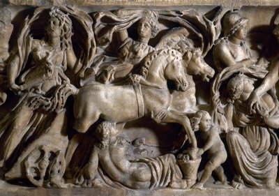 De Ontvoering van Proserpina (detail) (marmer) door Roman