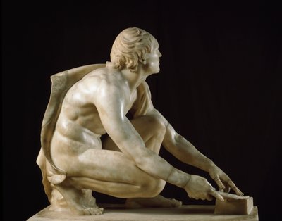 Romeinse kunst: “Een scherper die zijn messen slijpt” Romeinse marmeren sculptuur uit de 1e eeuw v.Chr. naar een Grieks origineel. Dim. 105 cm Florence, Galleria degli Uffizi, Tribuna door Roman