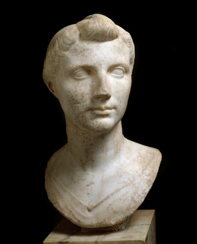 Romeinse kunst: buste van Octavia Thurina Minor (Ottavia Minore of Octavia de Jongere) (69 v.Chr.-11 v.Chr.) Marmeren sculptuur. Rome, Museo Nazionale Romano door Roman